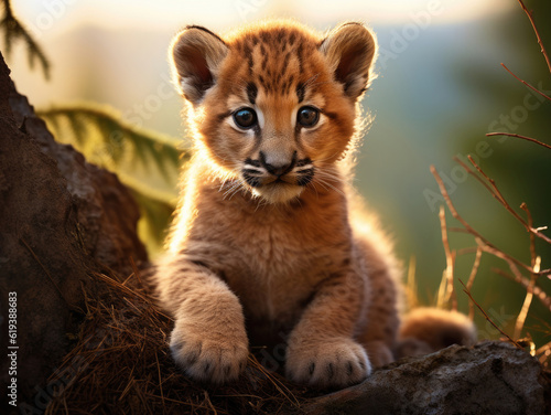 Close-up of a cute puma cub