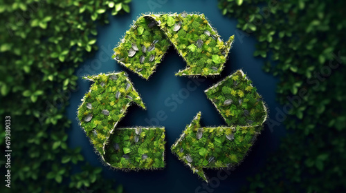 Eco friendly recyclation concept. 3d rendering of green recycle icon