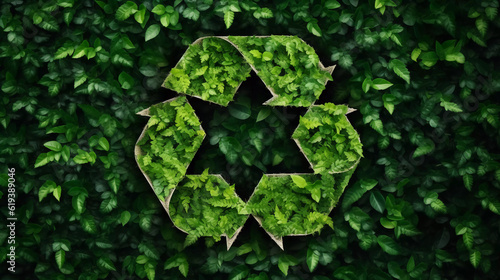 Eco friendly recyclation concept. 3d rendering of green recycle icon