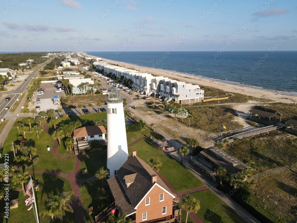 Aerial shot of St George Island in Florida.