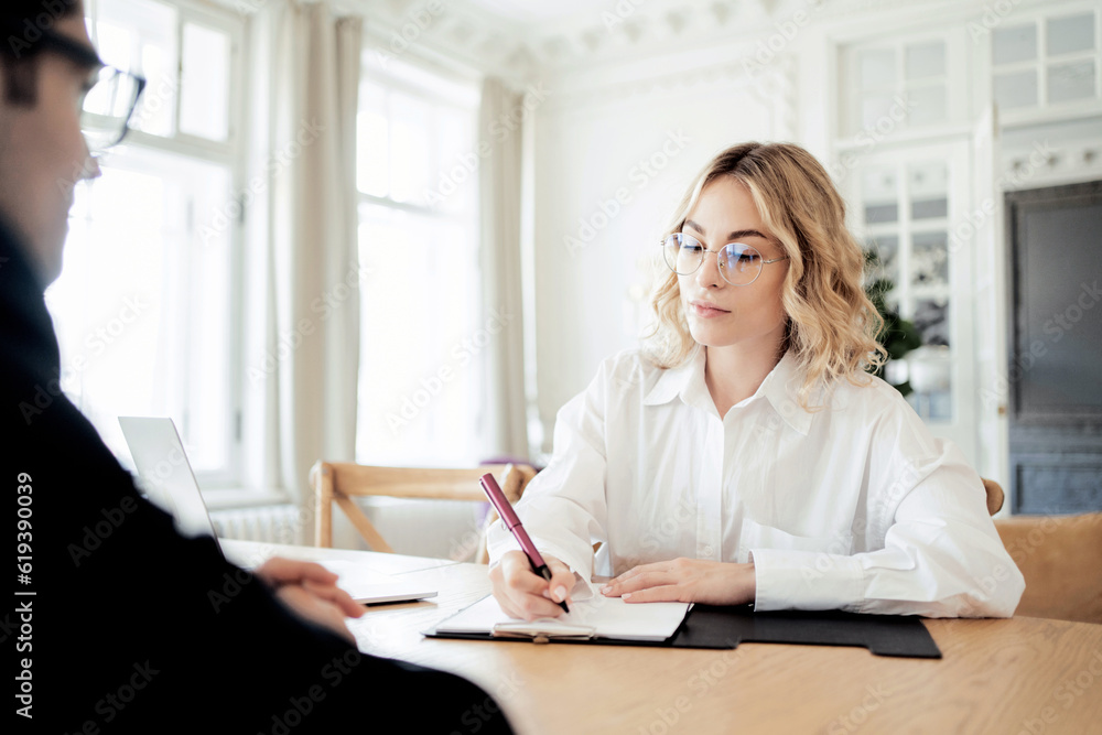Consultation with a psychologist, a woman reception in the office, a woman consultant in the office. Consultation with a psychologist, a woman reception in the office, a woman consultant in the office.