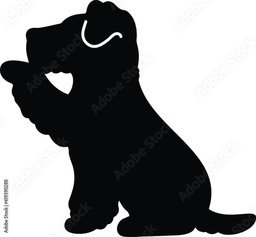 Silhouette of Fox Terrier shaking hands