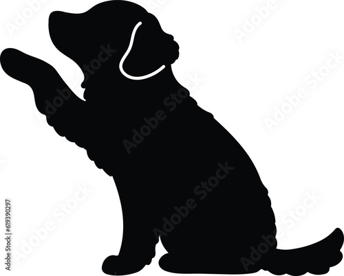 Silhouette of Golden Retriever shaking hands