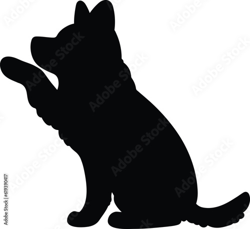 Silhouette of Siberian Husky shaking hands