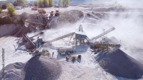 Aerial view of an industrial stone crusher.