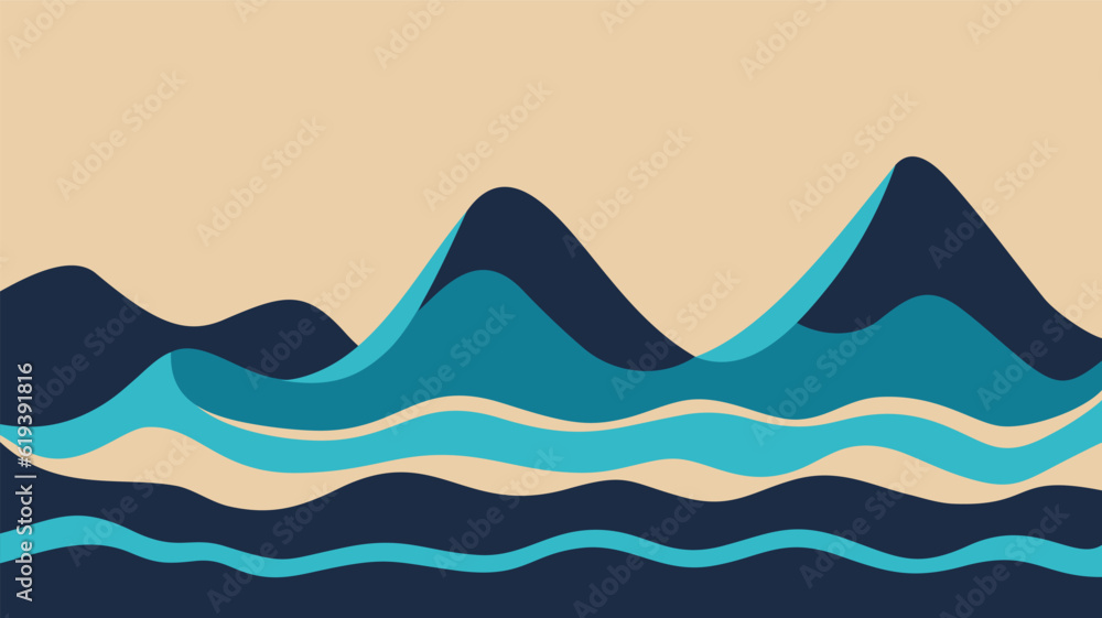 Beautiful mountain landscape made from wavy shapes Beautiful mountain landscape made from wavy shapes