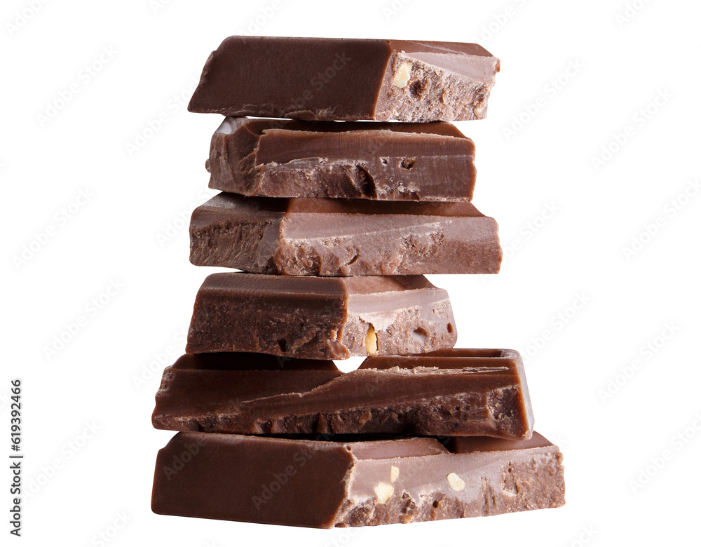 Delicious chocolate pieces cut out Delicious chocolate pieces cut out
