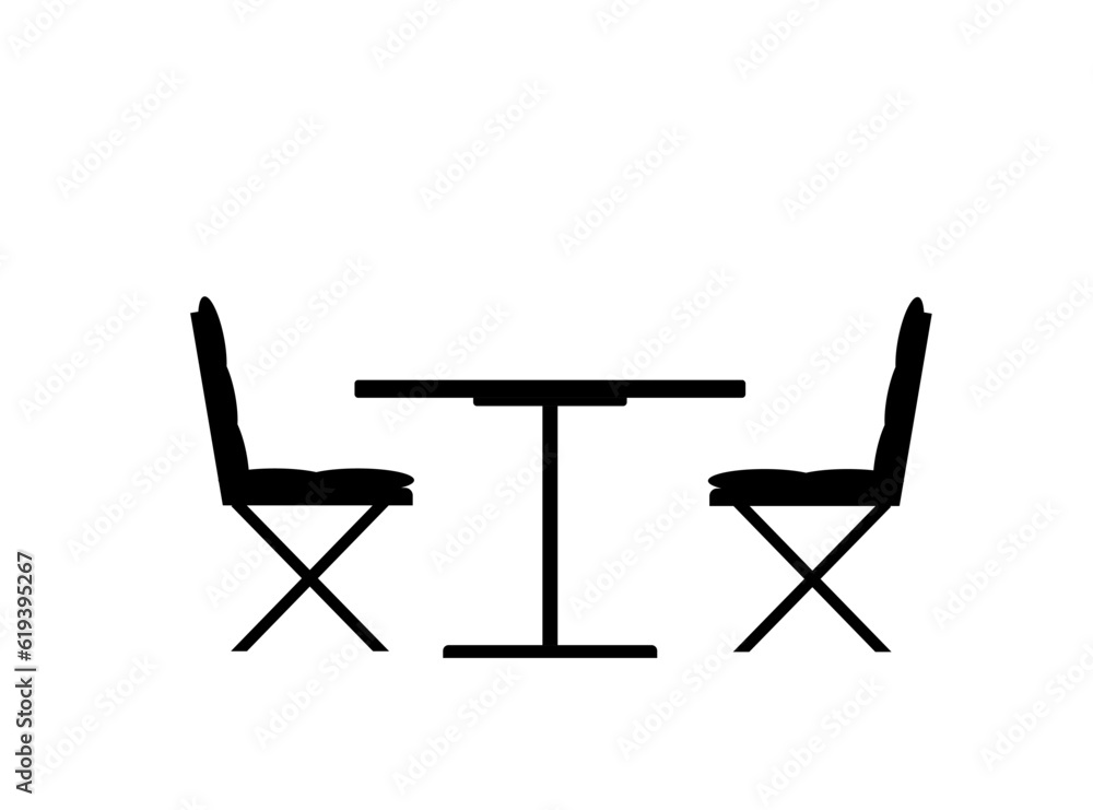 Flat vector icon - street cafe (table, chairs). Food and drink Flat vector icon - street cafe (table, chairs). Food and drink