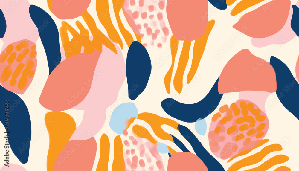 Naklejka premium Hand drawn artistic abstract pattern. Collage cute contemporary print. Fashionable template for design.