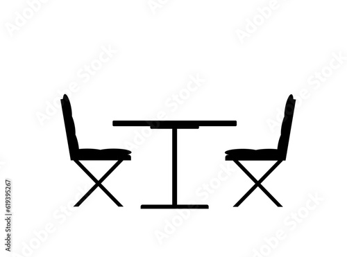 Flat vector icon - street cafe (table, chairs). Food and drink