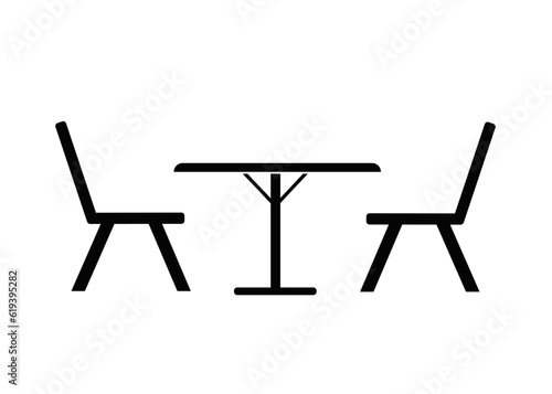 Flat vector icon - street cafe (table, chairs). Food and drink