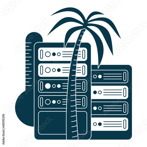 High temperature data center flat vector icon