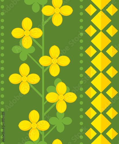 Rapeseed flowers seamless pattern