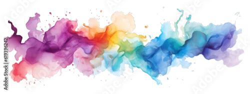 Panel kuchenny z motywem Abstract colorful rainbow color painting illustration - watercolor splashes, isolated on transparent background PNG (Generative Ai)