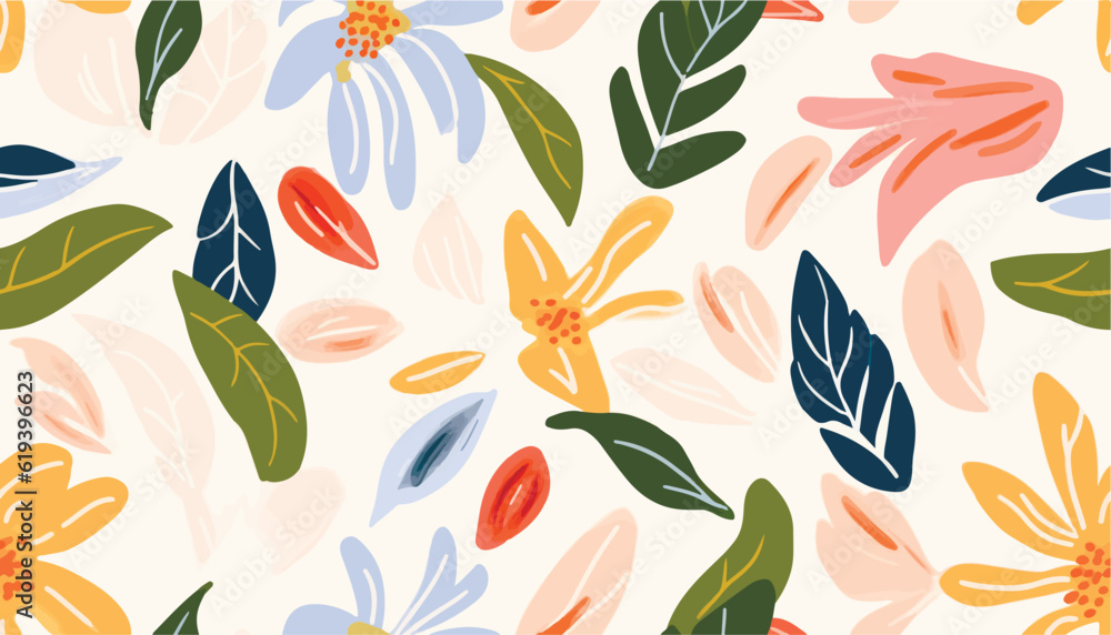 Modern abstract flowers collage pattern. Bright contemporary print. Fashionable template for design. Modern abstract flowers collage pattern. Bright contemporary print. Fashionable template for design.