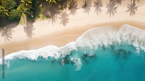 A vibrant aerial view of a tropical beach., Generative Ai © Nakron