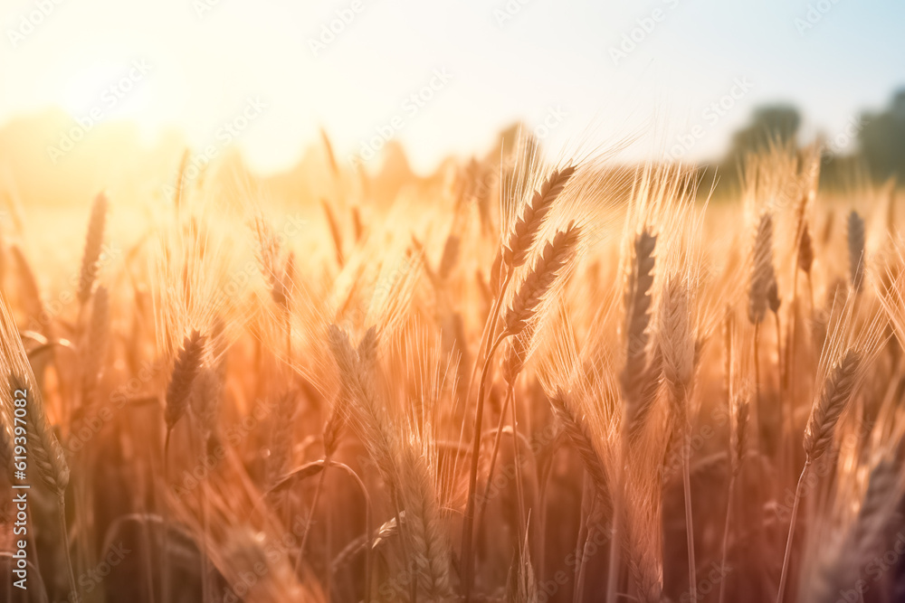 Organic golden ripe ears of oats in field. Ripe ears of oats in a field. Agricultural concept. 
