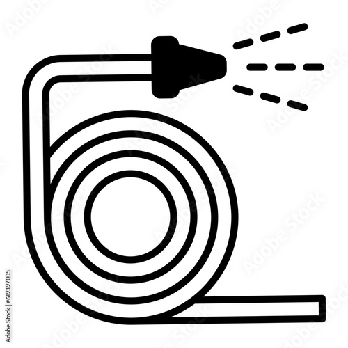 hose reel concept PVC Garden Water Pipe vector icon design, Housekeeping symbol, Office caretaker sign, porter or cleanser equipment stock illustration