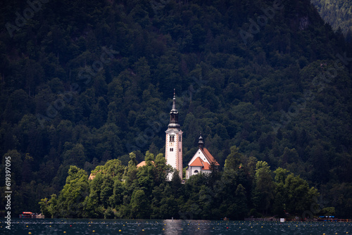 church on an island on lake bled