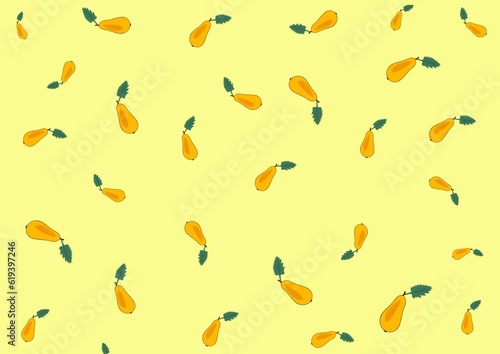 Pattern yellow pears on light yellow background