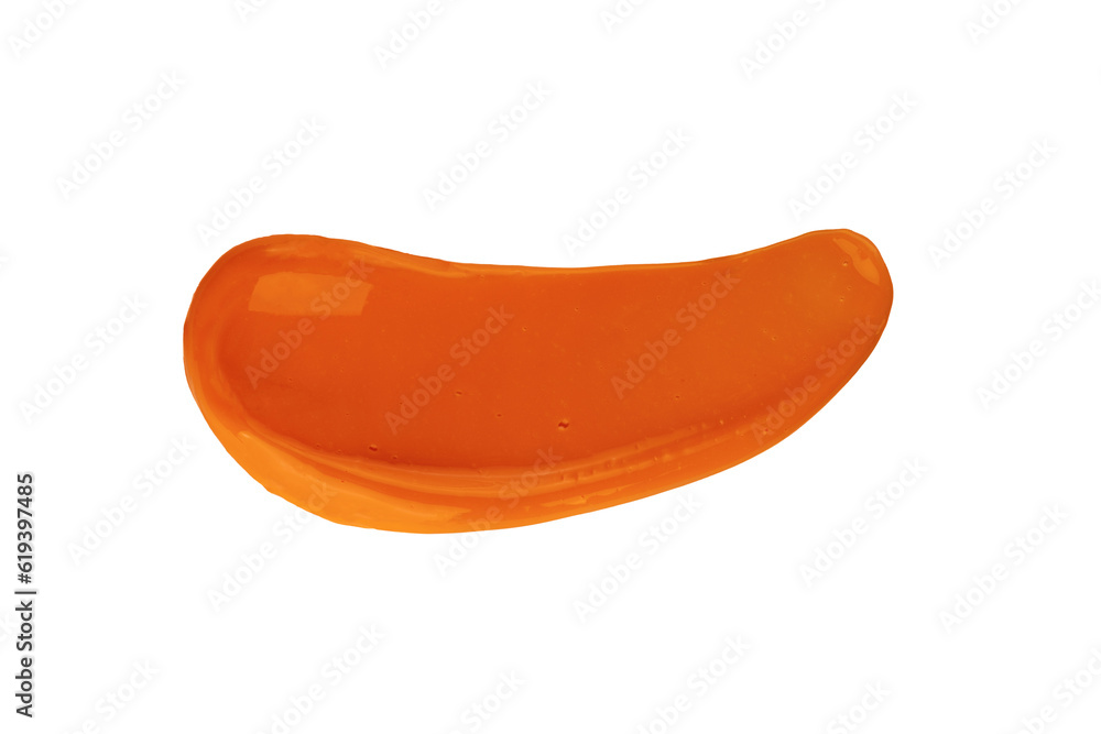 Smear of orange cream. Sunscreen cream swatch isolated on transparent background. Swatch of vitamin C face mask. Smear of orange cream. Sunscreen cream swatch isolated on transparent background. Swatch of vitamin C face mask.