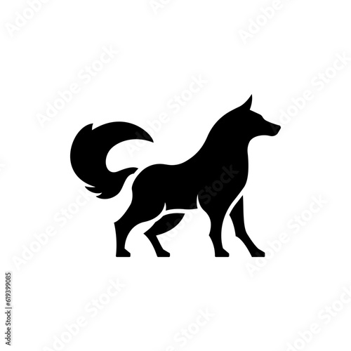 Wolf logo design isolated on white background.Wolf silhouette logo vector graphic.