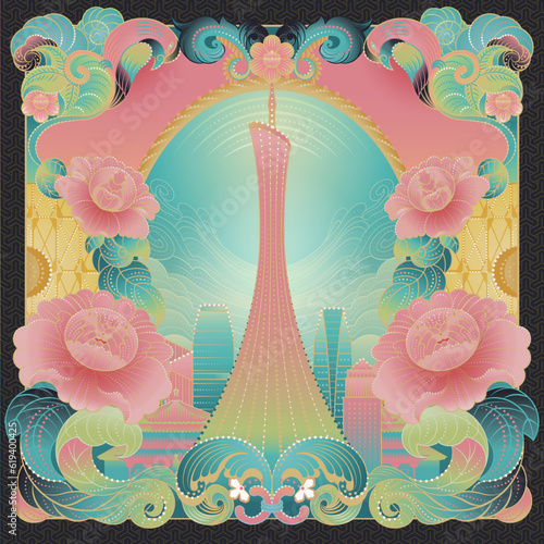 Guangzhou national tide illustration