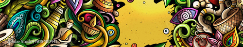 India hand drawn doodle banner. Cartoon detailed flyer.