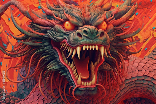 The Background of the Zodiac Dragon and Chinese Red © 昊 周