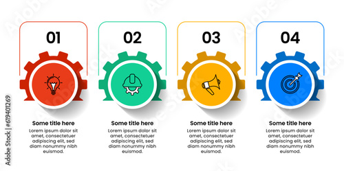 Infographic template. 4 gear in a row with icons