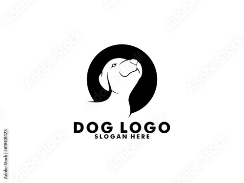 Dog logo vector, simple minimal dog care logo design, silhouette dog logo