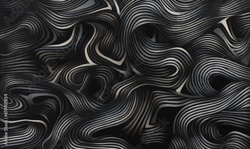  a black and white photo of a wavy pattern on a wall. generative ai