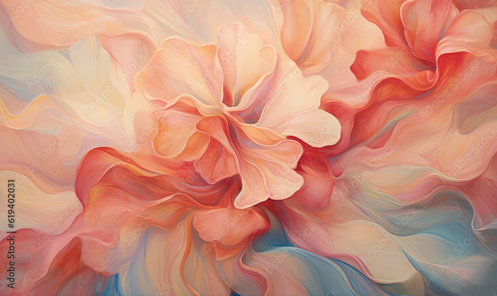  a painting of a pink flower on a blue background with a pink center.  generative ai