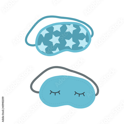 Set of sleeping masks in cartoon flat style. Vector eye mask. Night relax accessory.