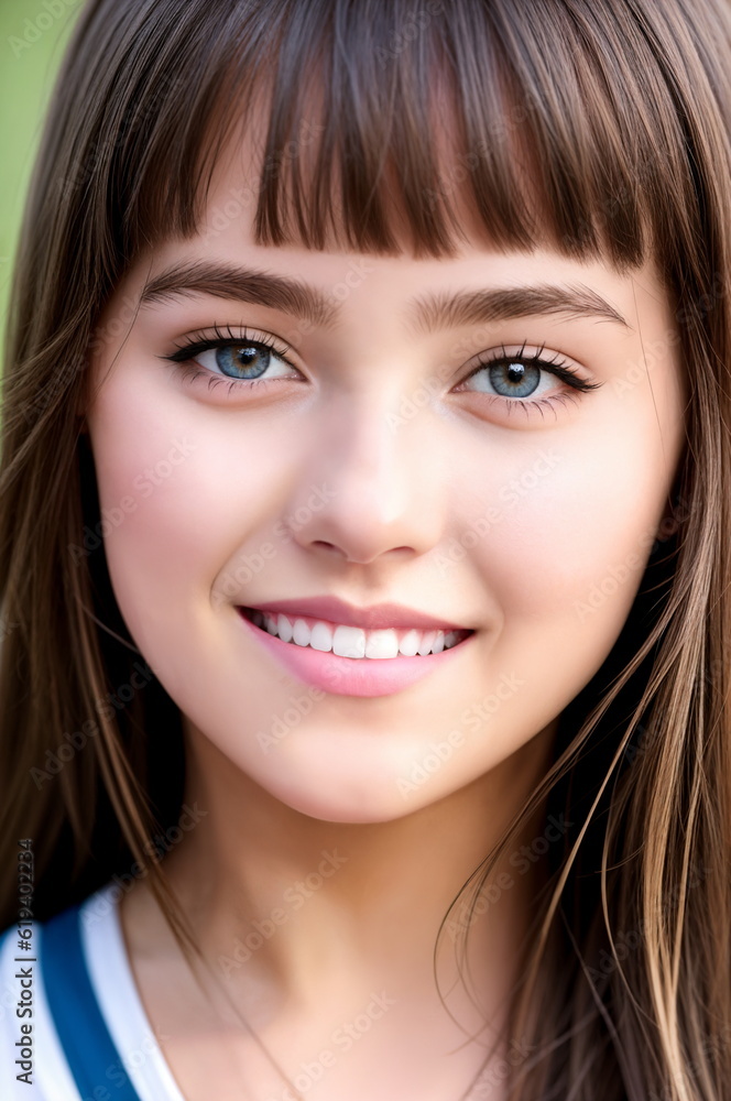 Portrait of a lovely young brunette woman.Digital creative designer art.AI illustration Portrait of a lovely young brunette woman.Digital creative designer art.AI illustration