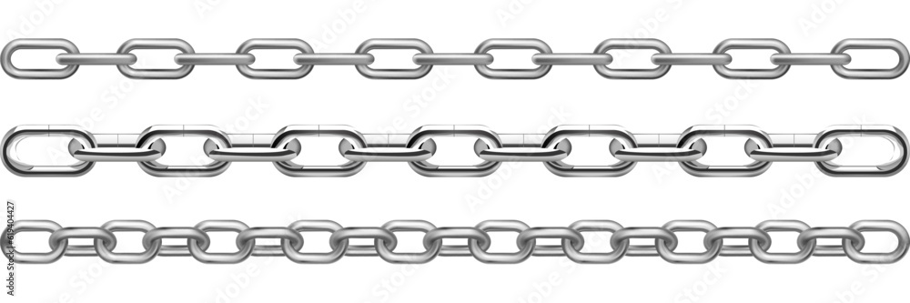 Realistic chain link collection. Set of metal chain link Realistic chain link collection. Set of metal chain link