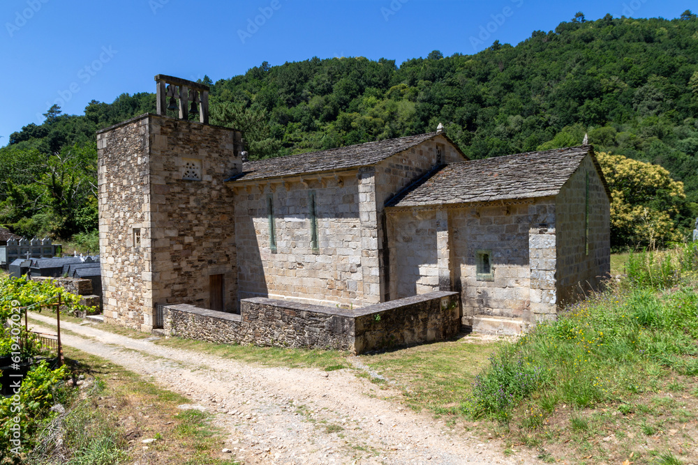 Romanesque church of Santo Estevo de Atán (12th-13th centuries). Ribeira Sacra, Lugo, Spain.