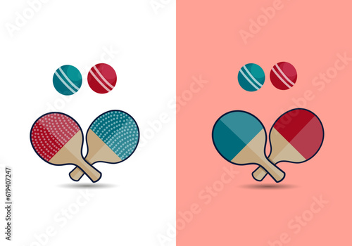 Table Tennis Complete Vector Collection. Clip Art Flat Cartoon Ping Pong Or Table Tennis Illustration. Table Tennis Racket And Ball Icon Color Design Vector.