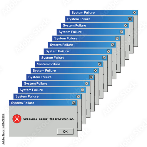 window alert dialog box of system error on white