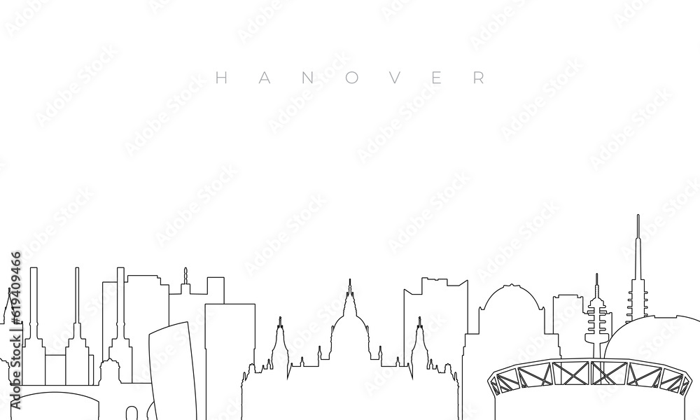 Outline Hanover skyline. Trendy template with Hanover buildings and landmarks in line style. Stock vector design.