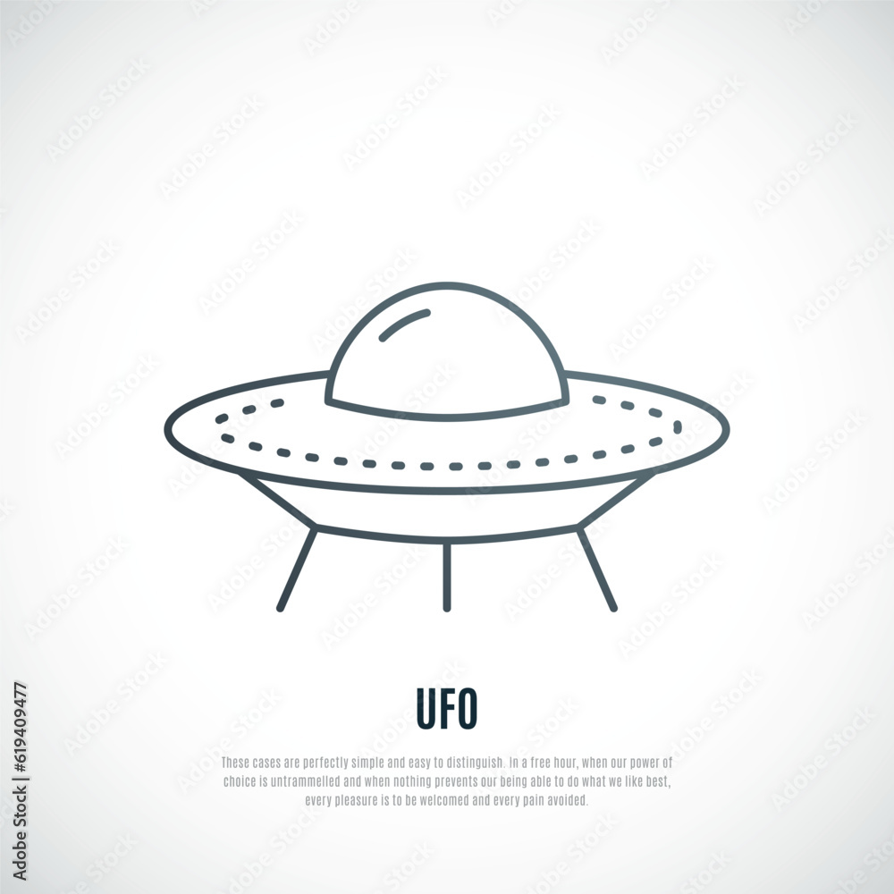 UFO Flying Saucer icon isolated on white background. Spaceship illustration in line style. UFO Flying Saucer icon isolated on white background. Spaceship illustration in line style.
