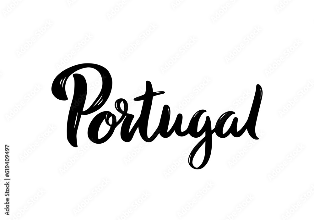 Portugal Lettering. Handwritten Country name. Vector design template.