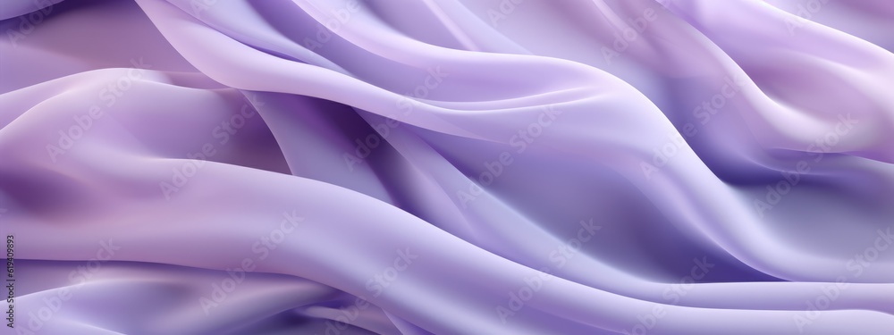 Obraz premium Soft pastel purple shiny satin silk swirl wave background banner - Abstract textile fabric material, backdrop texture for product display or text, Generative Ai