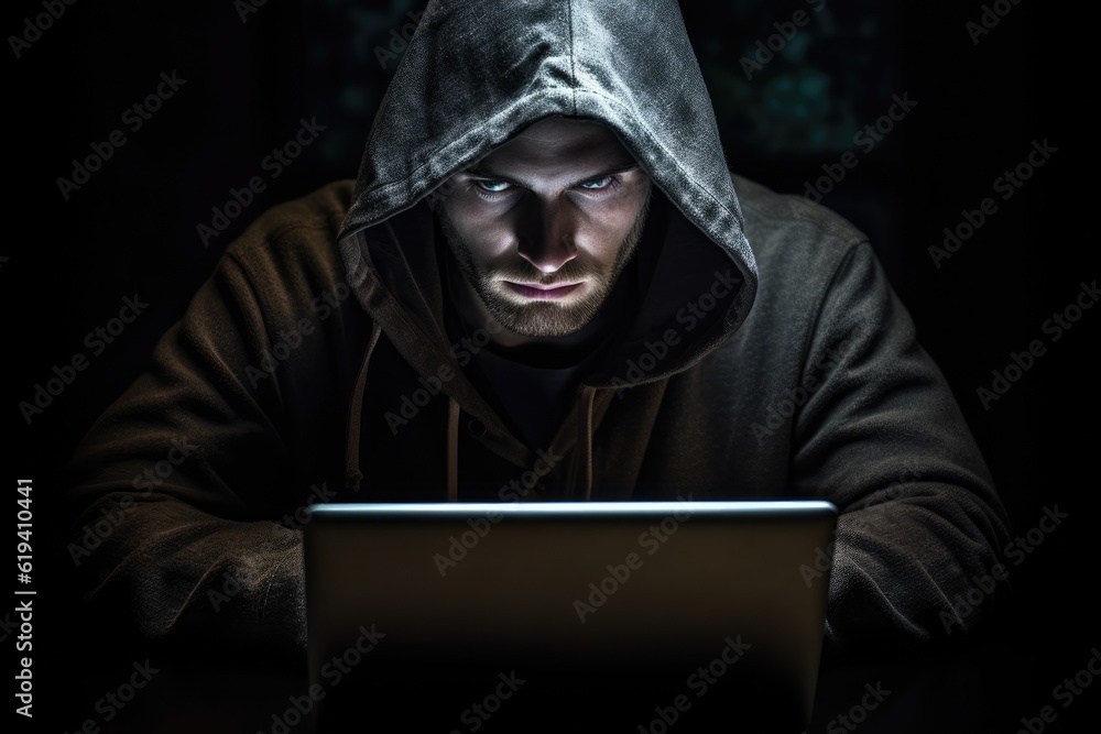 Cyber crime hacker. Cyber security concept. Generative Ai Cyber crime hacker. Cyber security concept. Generative Ai