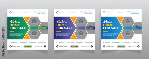 Real estate business promotion social media post and web banner template