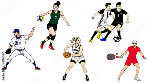 Stylish colour vector set -of ball sports