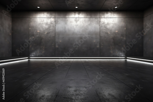Generative AI : Simple cement floor background and spot light