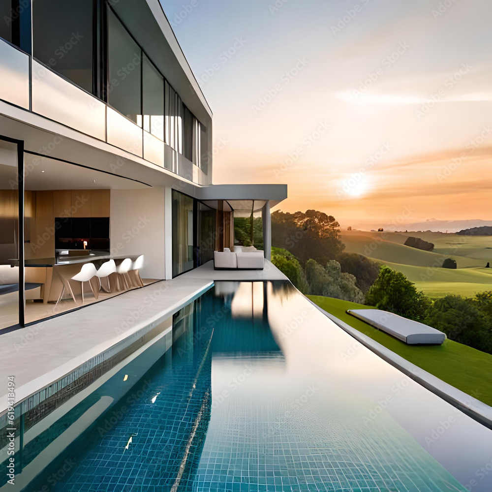 Fototapeta premium modern building with pool