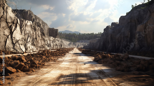 Generative AI : abandoned quarry for stone mining photo