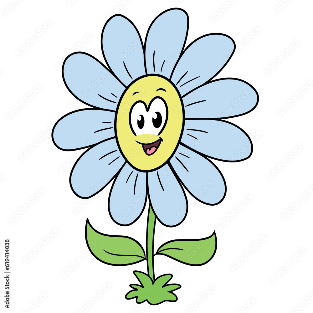 Naklejka premium Cheerful smiling flower illustration on white background